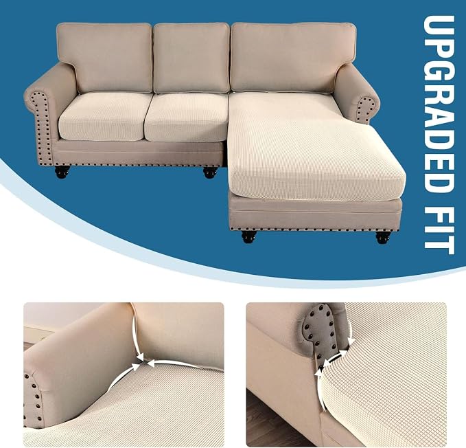 H.VERSAILTEX Sectional Couch Covers 3 Pieces Sofa Seat Cushion Covers L Shape - Image 7