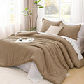 Litanika Taupe Tan Twin/Twin XL Comforter Set, 2 Pieces Solid Bedding Comforter Set, All Season Fluffy Bed Set (66x90In Comforter & 1 Pillowcase)