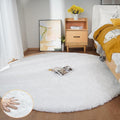 ORINOVA White Round Shag Rugs 6ft Faux Rabbit Washable Fur Area Rugs by ORINOVA