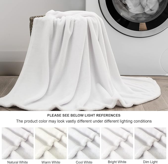 BEDELITE Fleece Blanket Soft Plush Twin Size Blanket White 60"x80" | Ultra Soft - Image 3
