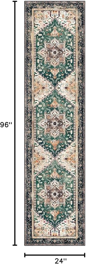 Yamaziot Washable Runner Rug, 2x8 Non-Slip Boho Vintage Hallway Kitchen Rug | - Image 2