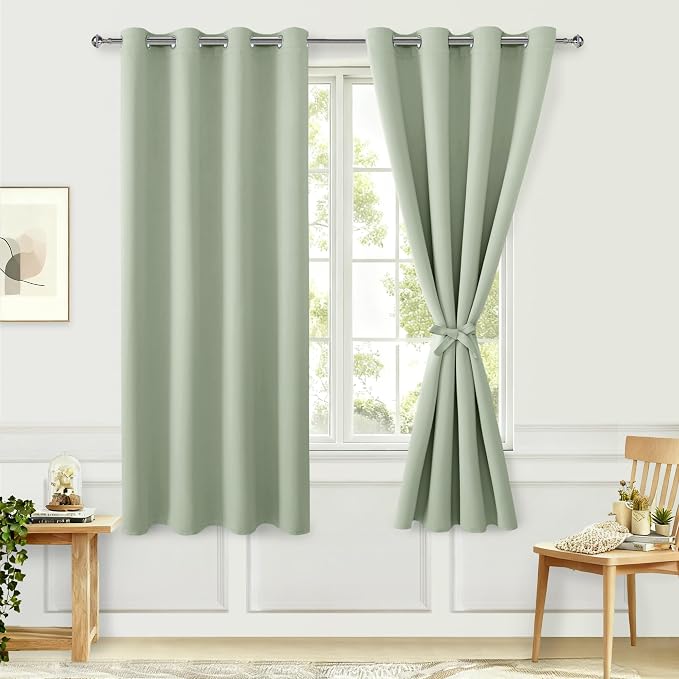 Blackout Curtains for Bedroom, 52 x 63 Inches Length, Seafoam Green | Thermal - Image 8