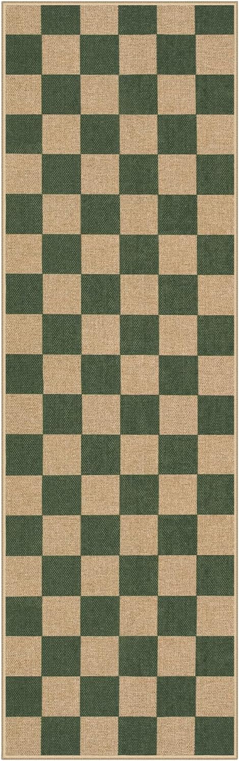 Lahome Checkered Easy Jute Kitchen Runner Rug, 2x8 Outdoor Rugs Washable | - Image 8