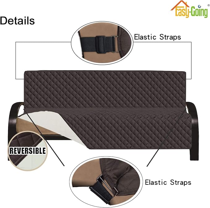 Easy-Going Reversible Couch Cover, Large Futon Sofa, Chocolate/Ivory | Machine - Image 3