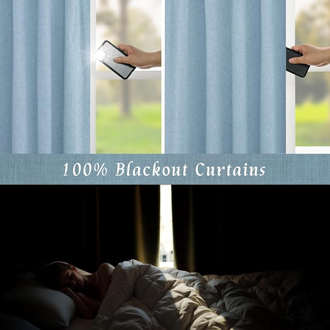 100% Blackout Linen Curtains 63 Inches Long - Image 3