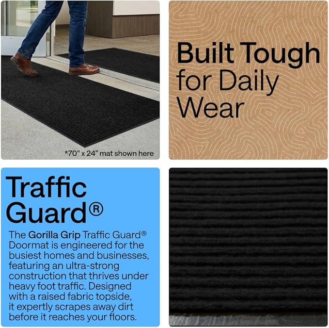 GORILLA GRIP Waterproof Traffic Guard Door Mat, 2 Pack Indoor Outdoor Durable - Image 3
