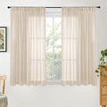 BGment Tan Linen Curtains 45 Inch Length 2 Panels, Burlap Semi Sheer Drapes | by BGment