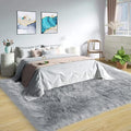 Latepis Grey Faux Fur 7'10"x9'10" Area Rug, Soft Plush Faux Fur Sheepskin Rugs by Latepis