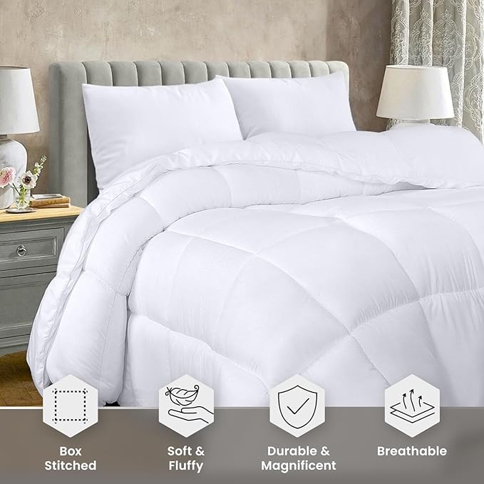 Utopia Bedding Comforter Duvet Insert, Quilted Comforter with Corner Tabs, Box Stitched Down Alternative Comforters California King Size (White)