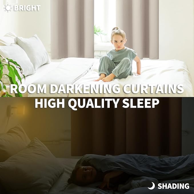 BGment Room Darkening Curtains 63 Inches Long - Grommet Thermal Insulated Drapes Window Treatment Curtains for Bedroom, 2 Panels, 52 x 63 Inch, Camel