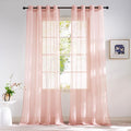NICETOWN Light Pink Sheer Curtains 96 inches Long, Grommet Voile Sheer Textured by NICETOWN