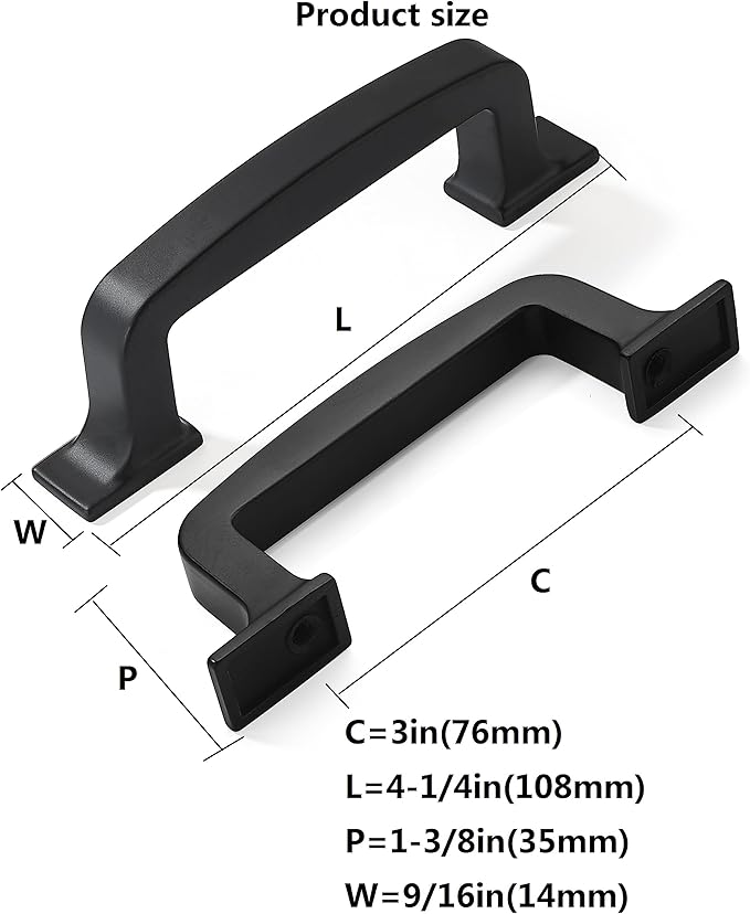 khtumeware 20 Pack 3 Inch Cabinet Handles - Matte Black Pulls with Drawer Handles for Cabinets