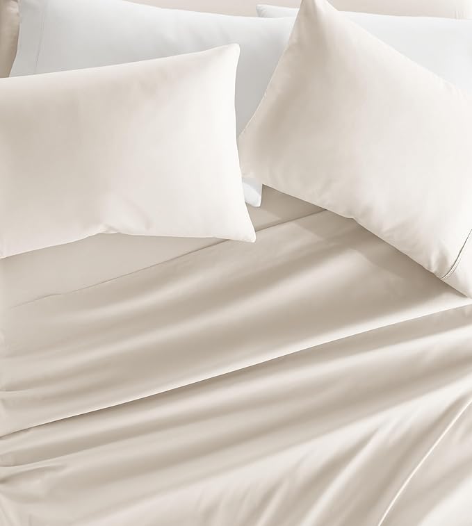 Linen Market Double-Brushed Microfiber King Sheet Set 4 Piece – Oeko-TEX Certified Ultra Soft & Wrinkle-Free - 16" Deep Pocket Sheets - Easy Care King Size - Ivory