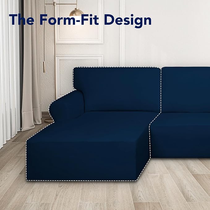 PureFit Stretch Sectional Couch Covers 2 pcs Non Slip L Shape Sofa Cover | - Image 5