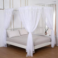 Akiky Princess Canopy Bed Curtains Set with Star Light Sheer Curtain for King Size Bed,8 Panels Canopies (King, White)