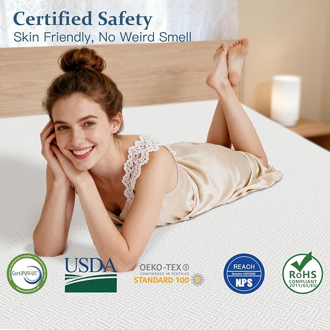 Airensky Queen Mattress Topper, Cooling Gel Infused Memory Foam Topper with Removable Skin-Friendly Cover, Bed Topper for Pressure Relief Back Pain, CertiPUR-US Certified, 3 Inch, 60"x80"