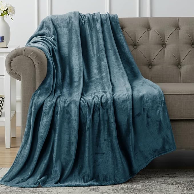 Utopia Bedding Soft Fleece Bed Blanket Throw Size Stone Blue | Microfiber Plush by UTOPIABEDDING