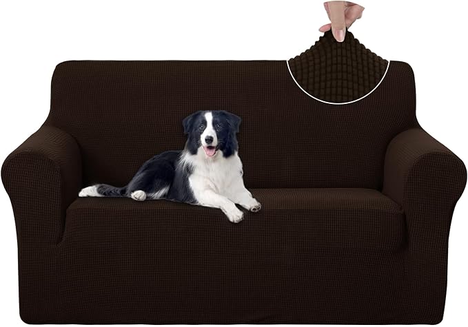 U-NICE HOME Loveseat Cover Stretch Couch Cover Sofa Slipcover, Chocolate | by U-NICEHOME