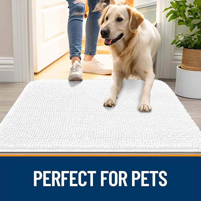 OLANLY Dog Door Mat for Muddy Paws 48x30, Super Absorbent Chenille Mud Mat | - Image 6