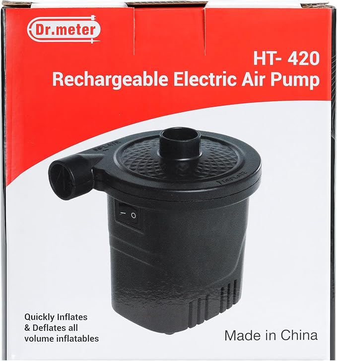 Dr.meter Air Pump for Inflatables, Rechargeable 4000mAh Battery Air Mattress Pump - Portable Quick-Fill Inflator Deflator for Outdoor Camping Inflatable Pool Float Boat Raft Yoga Ball Swim Ring Airbed