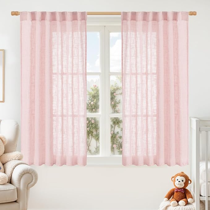 Semi Sheer Linen Curtains 45 Inches Long by LAMIT