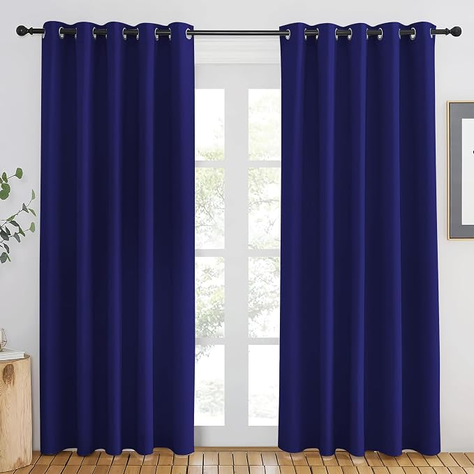 NICETOWN Navy Blue Blackout Curtains 84 inch Length, Grommet Top Room Darkening by NICETOWN