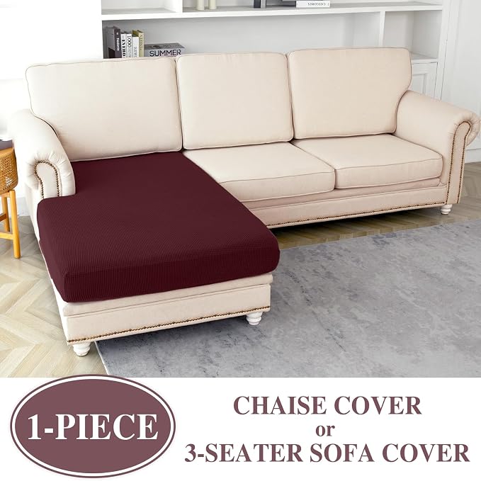 LA MEACK Couch Cushion Chaise Lounge Cover Washable Separate Seat Chaise Couch - Image 2