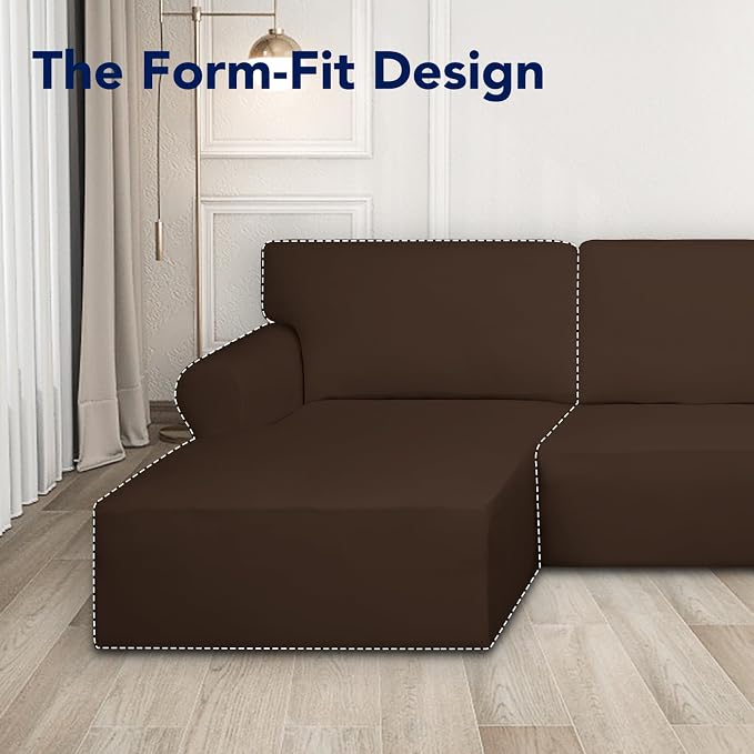 PureFit Stretch Sectional Couch Covers 2 pcs Non Slip L Shape Sofa Cover | - Image 5