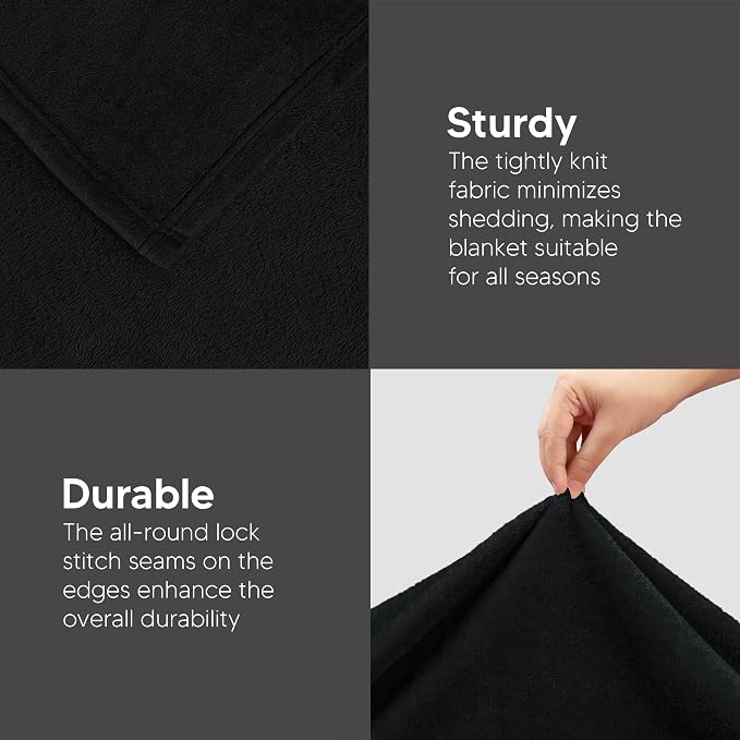 Utopia Bedding Fleece Bed Blanket California King Size Black | Microfiber Plush - Image 7