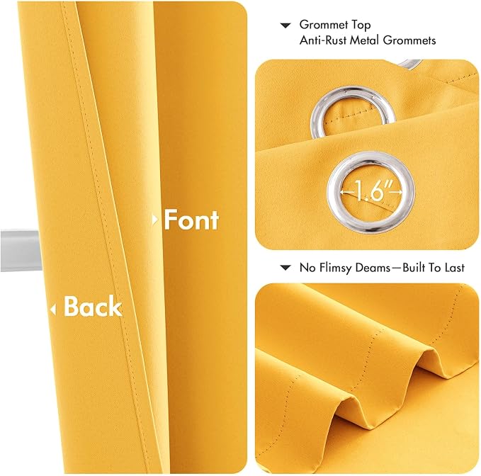 MIULEE Blackout Curtains for Bedroom 2 Panels 40 x 84 Inch Long Yellow | - Image 4