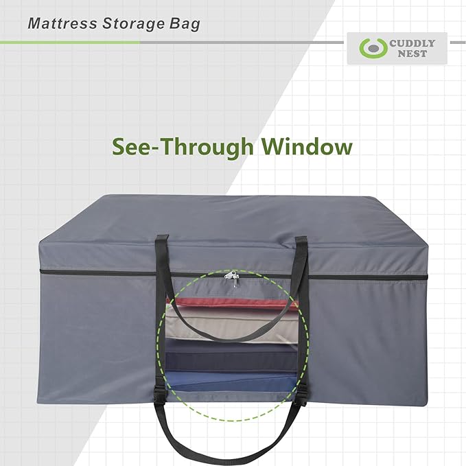 Cuddly Nest Folding Mattress Storage Bag - Heavy Duty Carry Case for Tri-Fold Guest Bed (Fits 6" Full Mattress,Grey)