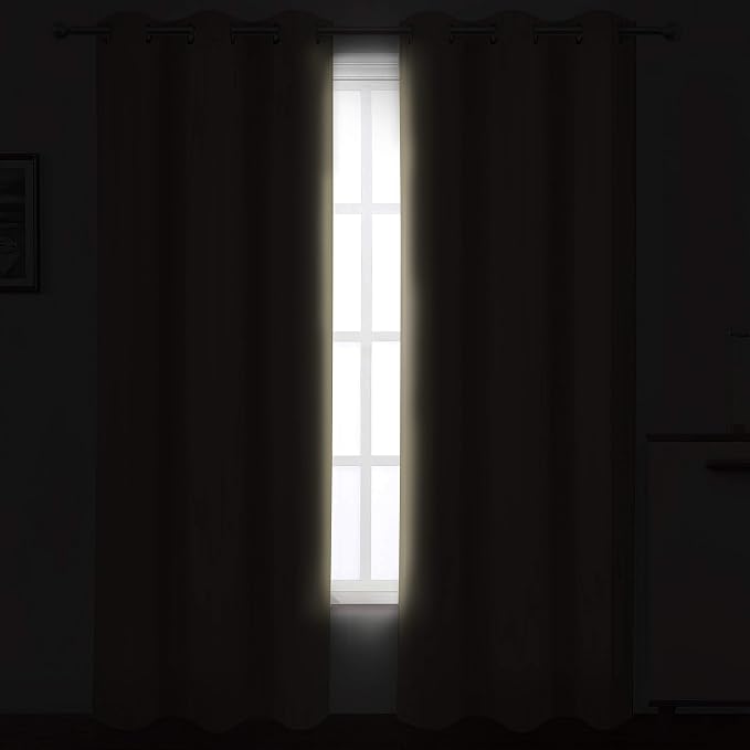 Beige Blackout Curtains 34 x 84 Inch Length/Set of 2 Curtain Panels/Thermal - Image 3