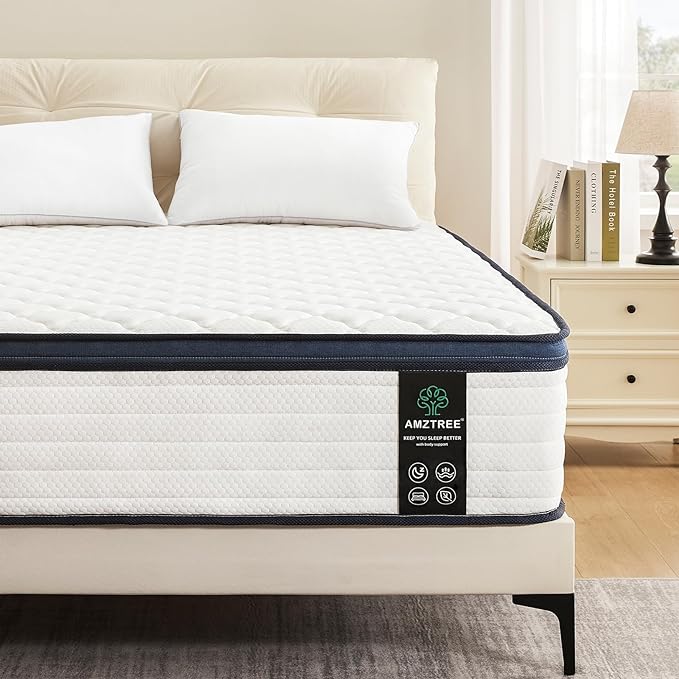 Queen Mattress 14 Inch Queen Size Mattresses - Memory Foam & Pocket Coils Springs, Pressure Relief, Medium Firm Comfort, Motion Isolation, Ideal for All Sleep Positions, CertiPUR-US Certified
