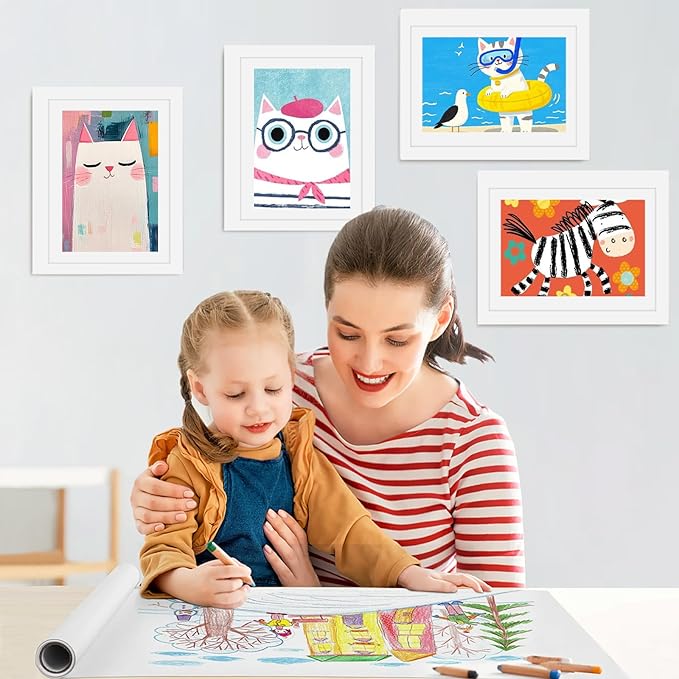 8 Pack Kids Artwork Frames Changeable 8.5 x 11 Inch Children Art Projects Kids Art Frames Front Opening Picture Display Frame, White