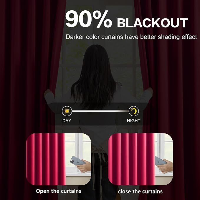 Hot Pink Fuchsia Pinch Pleated Curtains Blackout 84 Inches Long, Room Darkening - Image 3