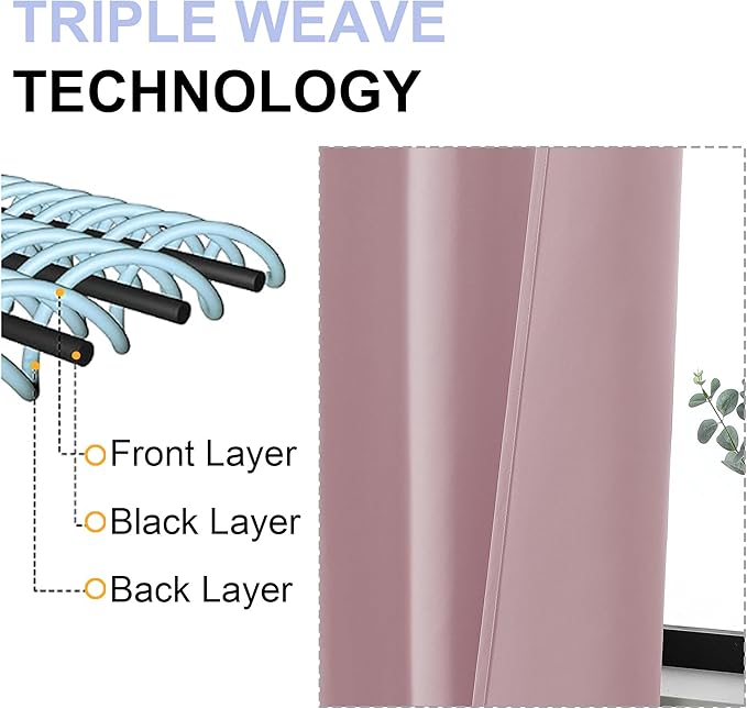 Simplebrand Ava Blush Short Blackout Curtains - Image 4