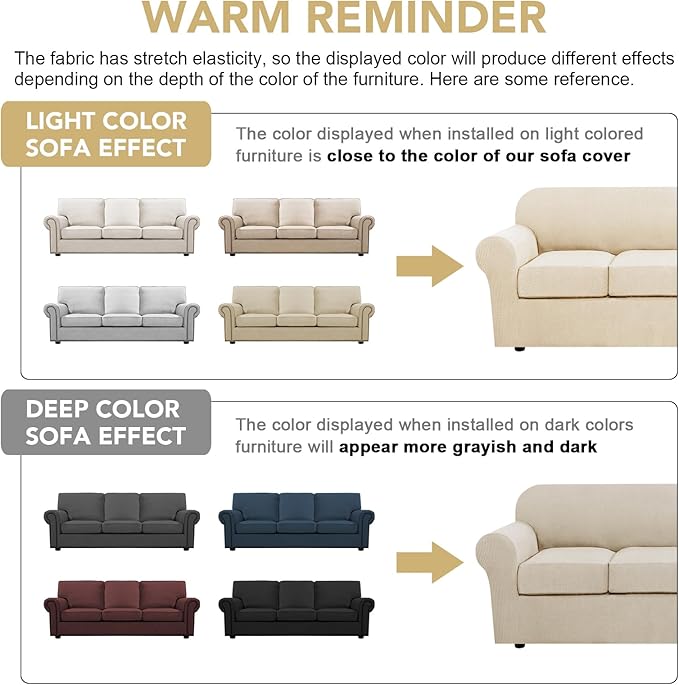H.VERSAILTEX 4 Piece Stretch Sofa Covers - Image 4