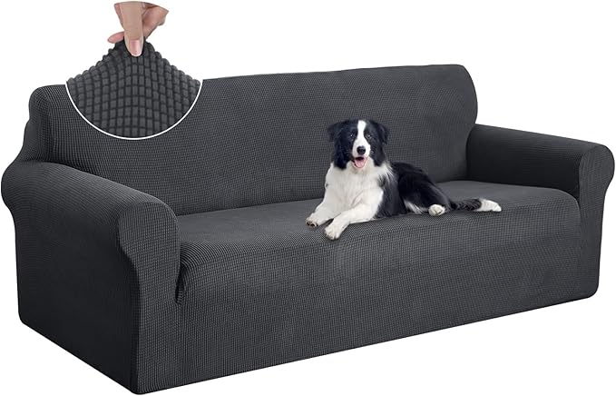 U-NICE HOME Oversized Stretch Couch Cover Slipcover, Dark Grey | 3 Cushion Sofa by U-NICEHOME