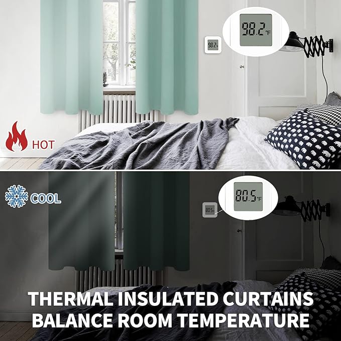 BGment Blackout Curtains - Grommet Thermal Insulated Room Darkening Bedroom and Living Room Curtains, Set of 2 Panels (52 x 95 Inch, Frosty Green)