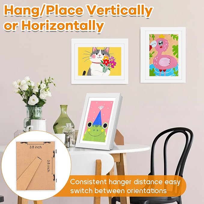 2 Pack Kids Artwork Frames Changeable 10 x 12.5 Inch Children Art Projects Kids Art Frames Front Opening Picture Display Frame, White