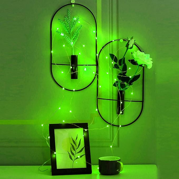 Mikasol Fairy Lights Battery Operated, 2 Pack Mini 3*AAA Battery Powered Copper Wire Led Starry String Lights Firefly Lights for Bedroom, Christmas, Parties, Decoration (5m/16ft Green)