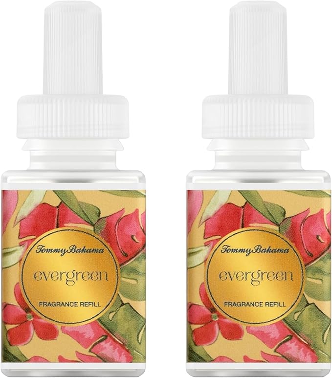 Pura & Tommy Bahama Home Scent Refill - Smart Home Air Diffuser - Up to 120-Hours of Luxury Fragrance per Refill - Home Essential - Clean & Safe Diffuser Fragrance - 2 Pack, Evergreen