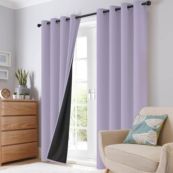 SimpleHome Lilac 100% Blackout Curtains Room Darkening Living Room 54 Inch | - Image 8