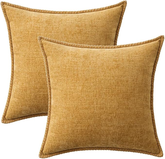 MIULEE Decorative Couch Throw Pillow Covers 18x18 Inch Gold 2 Pack | Mustard - Image 8