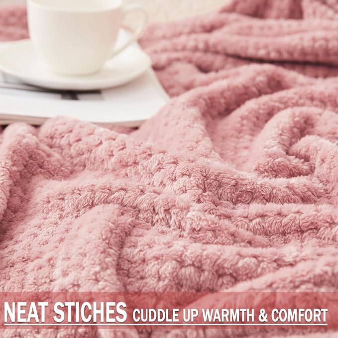 Exclusivo Mezcla Soft Waffle Fleece Bed Blanket Twin Size, Cozy Fluffy Design - Image 6