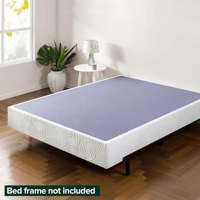 ZINUS Metal Box Spring with Wood Slats, 9 Inch Mattress Foundation, Sturdy Steel Structure, Easy Assembly, King