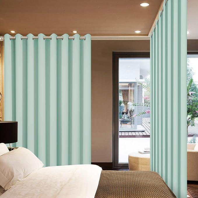 Yakamok Aqua Room Darkening Curtains 84 inch Sliding Door Drapes | 1 Extra-wide - Image 3