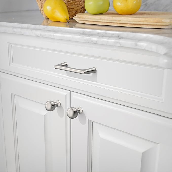 Amerdeco 10 Pack Brushed Satin Nickel Cabinet Pulls 3 Inch(76MM) Hole Centers Kitchen Cabinet Handles Hardware Kitchen Handles for Cabinets Cupboard Handles Drawer Pulls ZH0041