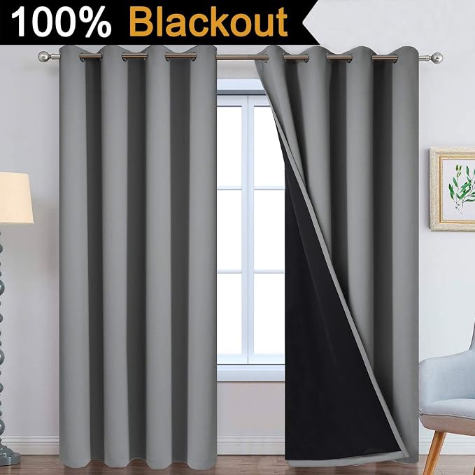 Yakamok Grey Blackout Curtains 96 Inches Long - Image 2