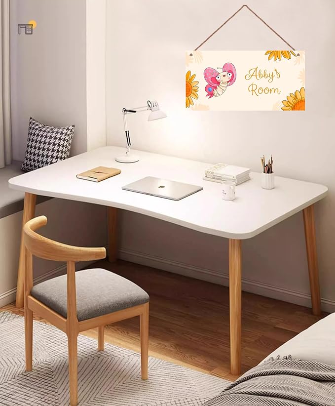 Personalized Sign, Cute Butterfly Sign For Little Man Cave, Sunflower Art Wall Art Decor Custom Name Door for Kids Room Floral Nursery Art Plate For Boys Room Girls Bedroom